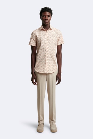 Camisa slim fit - Blanco y naranja