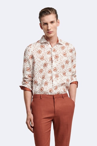 Camisa slim fit de lino - Blanco