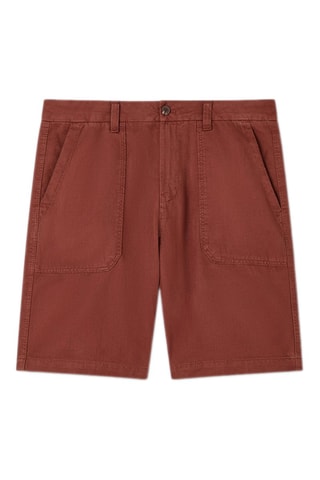Bermudas rectas de lino - Marrón