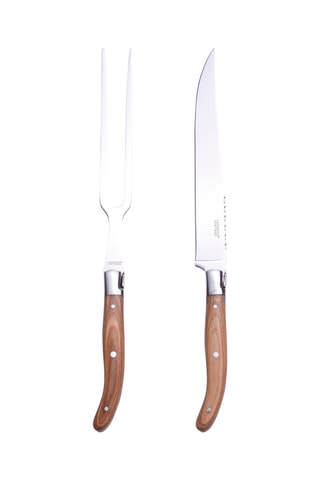 Pakkahouten en Roestvrijstalen Vork en Snijmes Heritage