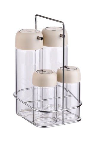  Borosilicaatglazen en Roestvrijstalen Set Olie-azijn en Peper-zout Set - 4-Delig