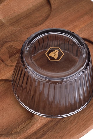 4 Kommen en Acaciahouten Dienblad - 5-Delig