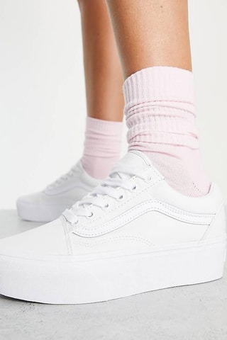 Baskets plateformes en cuir Old Skool Stackform - Blanc - Vans