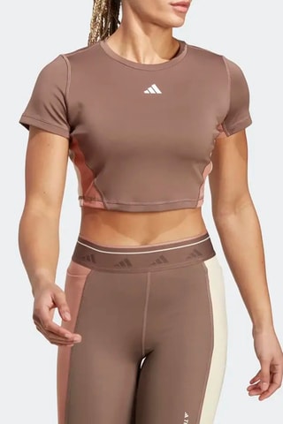 Crop top d’entrainement Techfit Colourblock - Marron - Adidas