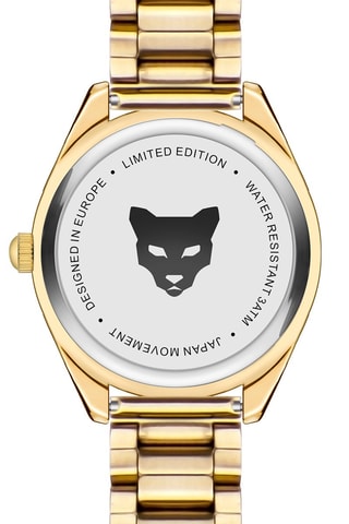 Reloj de cuarzo de acero y circones Porto - Dorado y blanco