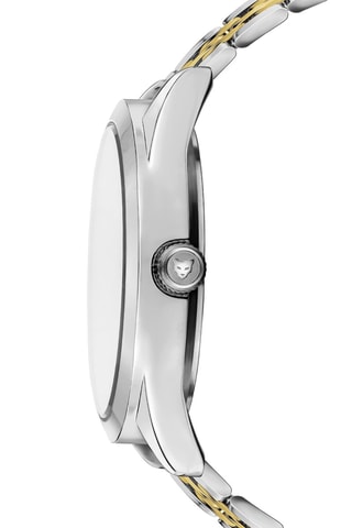 Reloj de cuarzo de acero y circones Geneva - Plateado y dorado