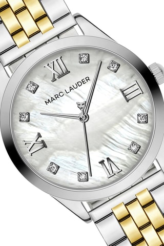 Reloj de cuarzo de acero y circones Geneva - Plateado y dorado