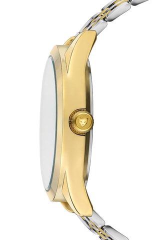 Reloj de cuarzo de acero y circones Porto - Plateado y dorado