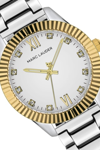 Reloj de cuarzo de acero y circones Athens - Plateado y dorado