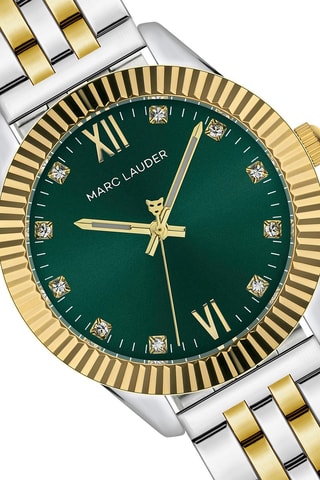 Reloj de cuarzo de acero y circones Buenos Aires - Plateado y verde