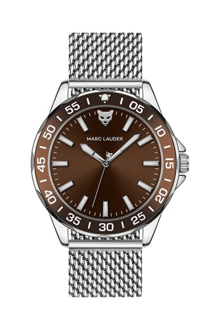 Reloj de cuarzo de acero Ljublijana - Plateado y marrón