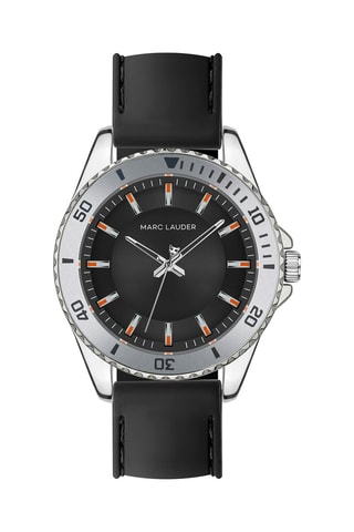 Reloj de cuarzo de piel Istambul - Plateado y negro