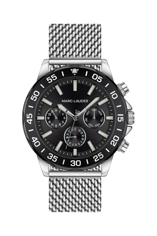 Reloj de cuarzo de acero Avignon - Plateado y negro