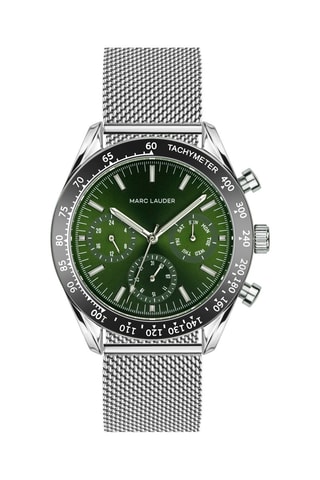 Reloj de cuarzo de acero Lisbon - Taquímetro y cronógrafo - Plateado y negro