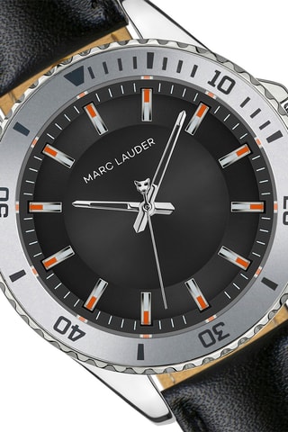 Reloj de cuarzo de piel Istambul - Plateado y negro