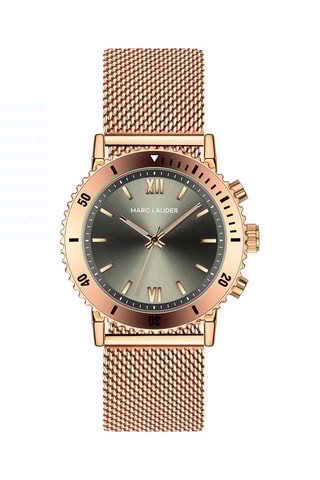 Reloj de cuarzo de acero Rome Rosa dorado y gris