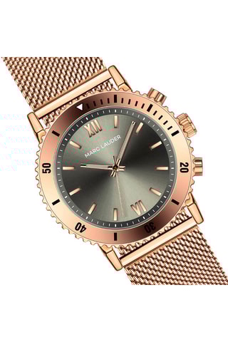 Reloj de cuarzo de acero Rome Rosa dorado y gris