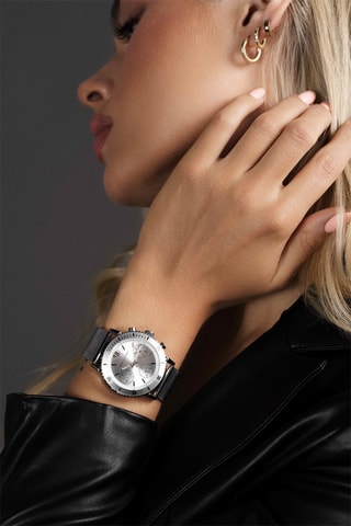 Reloj de cuarzo de acero Prague - Plateado