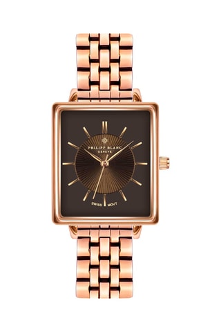 Reloj de cuarzo de acero - Rosa dorado y negro