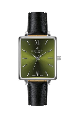 Reloj de cuarzo de piel Morges - Negro y verde