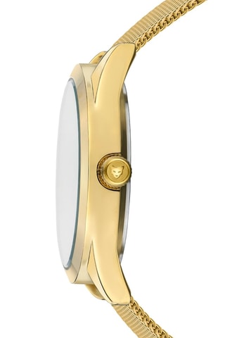 Reloj de cuarzo de acero y circones Porto - Dorado y blanco