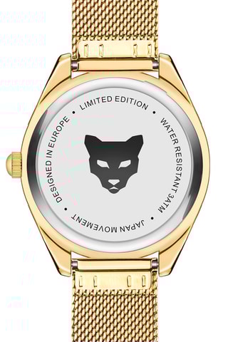 Reloj de cuarzo de acero y circones Porto - Dorado y blanco