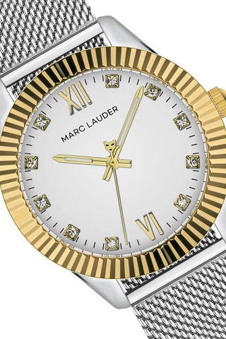 Reloj de cuarzo de acero y circones Athens - Plateado y dorado