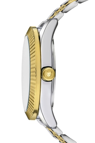 Reloj de cuarzo de acero y circones Athens - Plateado y dorado