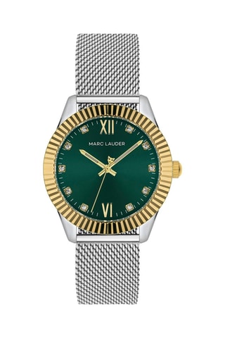 Reloj de cuarzo de acero y circones Buenos Aires - Plateado y verde