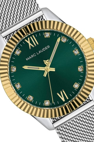 Reloj de cuarzo de acero y circones Buenos Aires - Plateado y verde