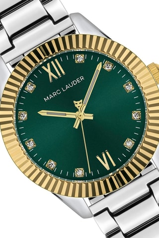Reloj de cuarzo de acero y circones Buenos Aires - Plateado y verde