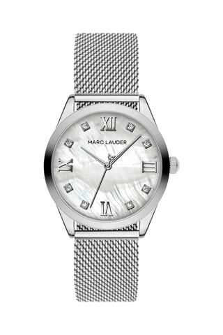 Reloj de cuarzo de acero y circones Geneva - Plateado