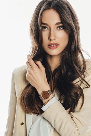 Reloj de cuarzo de acero - Rosa dorado