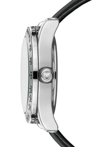 Reloj de cuarzo de piel Helsinki - Negro y plateado