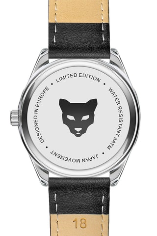 Reloj de cuarzo de piel Helsinki - Negro y plateado