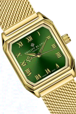 Reloj de cuarzo de piel, chapado en ion de plata y diamante Olympe