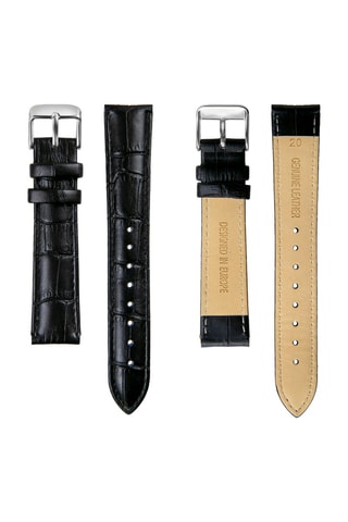 Reloj de cuarzo de piel - Negro y plateado