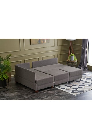 Canapé d'angle gauche convertible Fly Marron et imitation noyer - 4 places - Couchage 140 x 190 cm