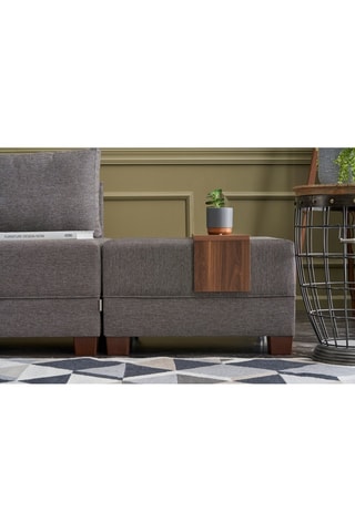 Canapé d'angle gauche convertible Fly Marron et imitation noyer - 4 places - Couchage 140 x 190 cm