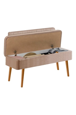 Banc-coffre Vina - Beige et imitation pin