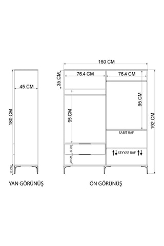 Armoire 4 portes - 192 x 160 x 45 cm