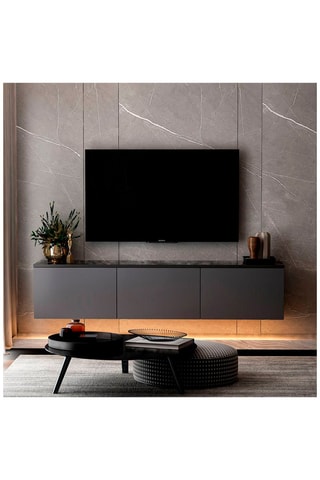 Meuble TV 3 abattants Neon Illuminated - 160 x 35 x 32 cm