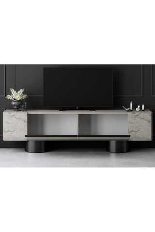 Meuble TV 2 abattants Bohem et noir - 180 x 50 x 30 cm