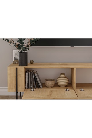 Meuble TV 2 abattants Herman - Imitation chêne