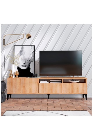 Meuble TV 2 portes 2 abattants Ross - 180 x 52 x 35 cm