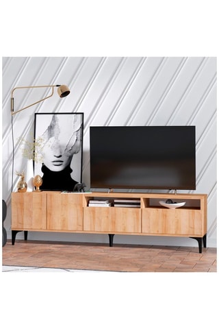 Meuble TV 2 portes 2 abattants Ross - 180 x 52 x 35 cm