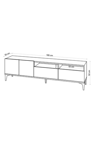Meuble TV 2 portes 2 abattants Ross - 180 x 52 x 35 cm