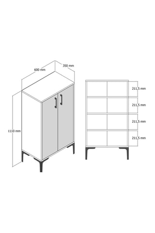 Meubles à chaussures 2 portes Prag - 60 x 111 x 35 cm