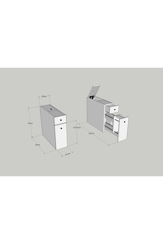 Meuble de salle de bain - 20 x 55 x 60 cm - 19 x 44 x 60 cm
