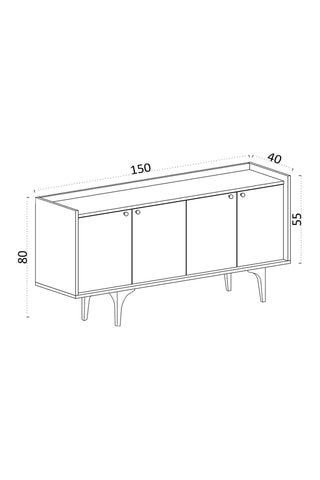 Bahut 4 portes - 150 x 40 x 80 cm